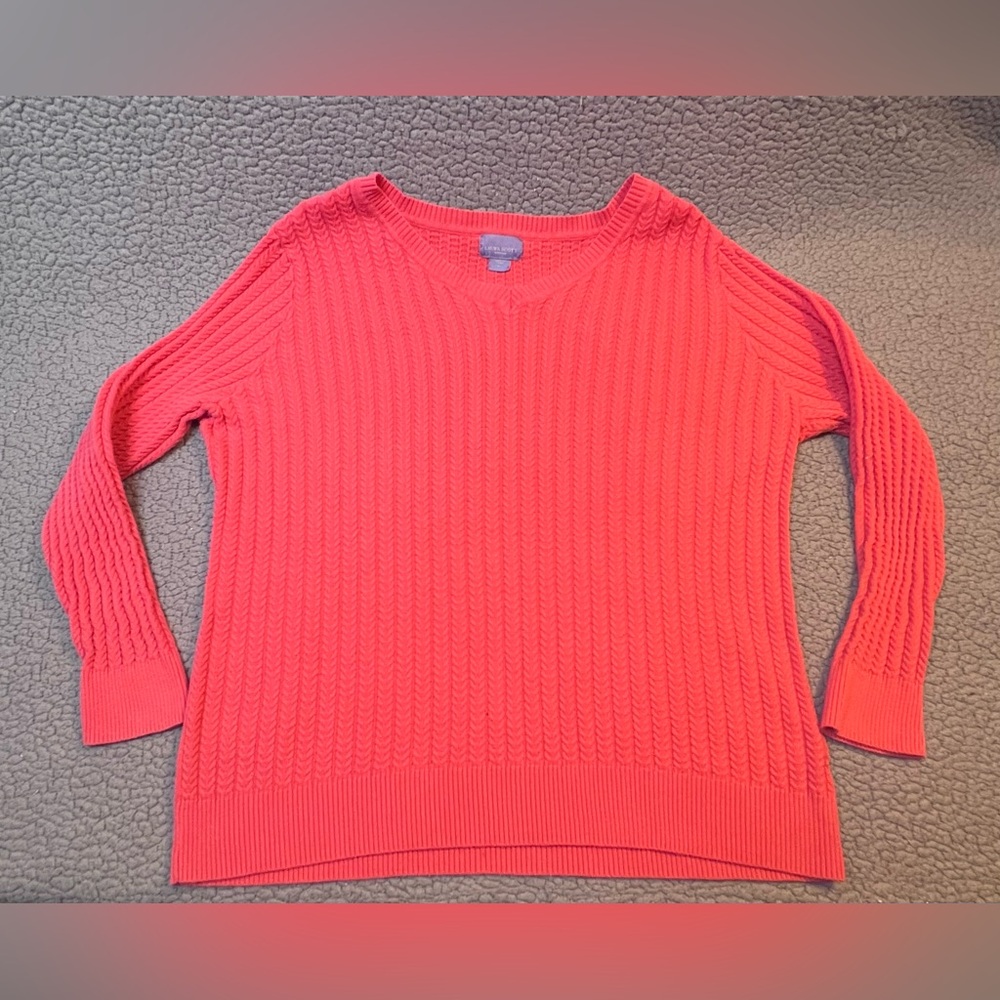 Laura Scott Long Sleeve Cable Knit Sweater Peach Color Womens Size 2X